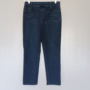 Time and True Pull On Jeans Womens M 8-10 Dark Wash Denim Faux Fly Stretch Pants